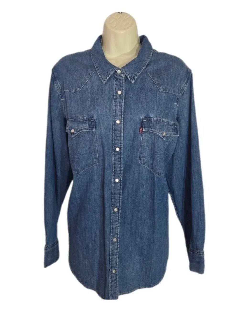 Levi's Shirt Ultimate Denim Button Up Longsleeve 100% Cotton Blue Plus Size 2X - Picture 5 of 16
